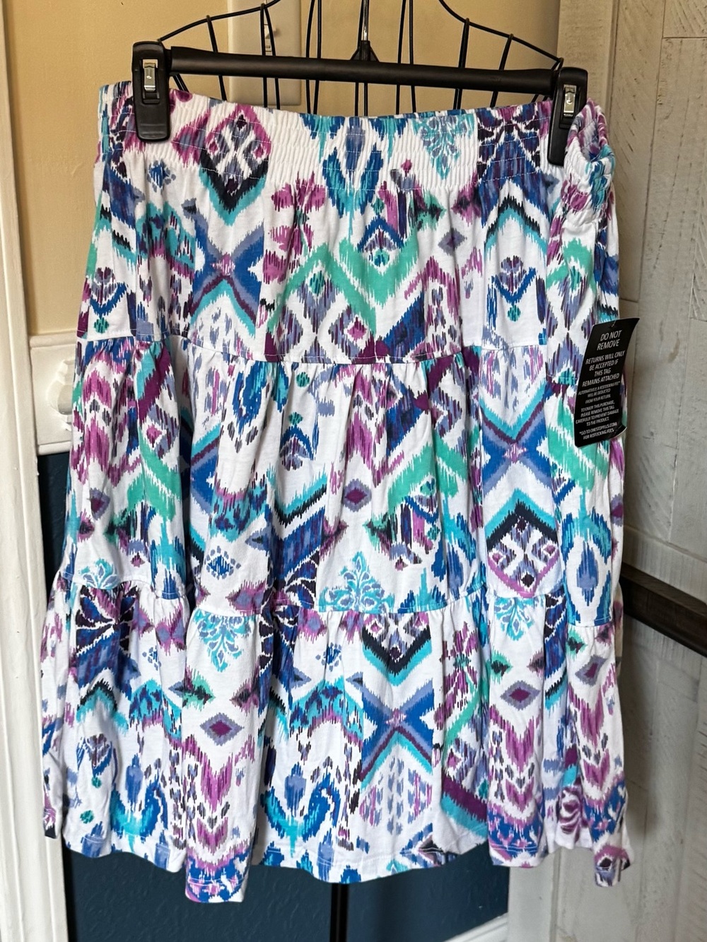New Woman Within Elastic waist tiered skirt Size 4X 4XL 34/36 Blue Turquoise